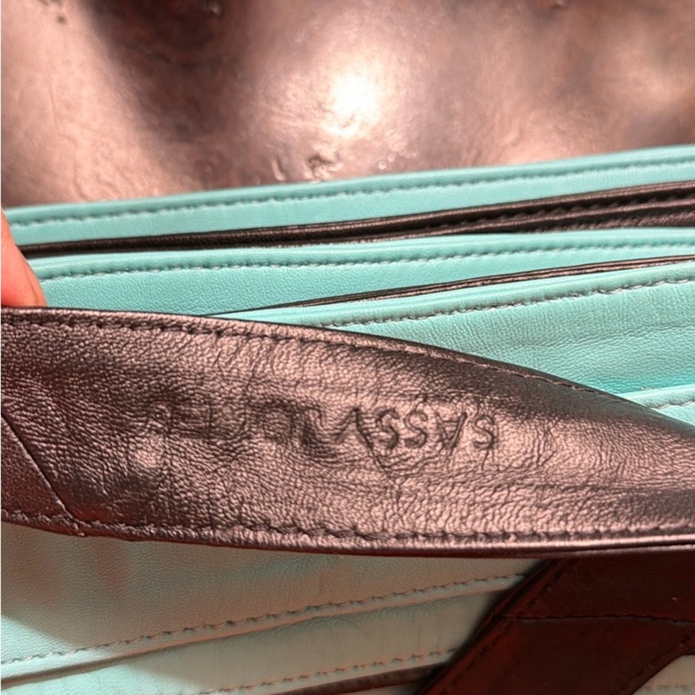 Sassy Jones Aqua and Black Leather Belts